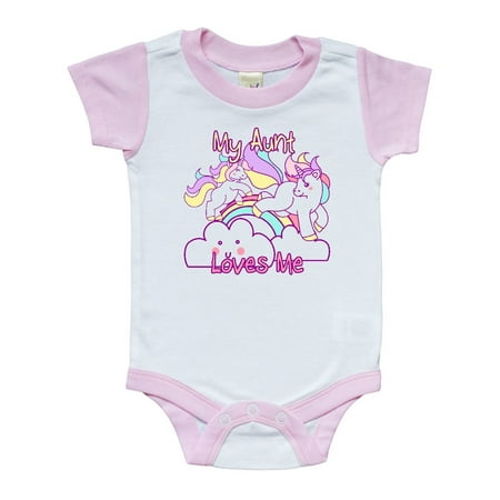inktastic My Great Aunt Loves Me with Cute Rainbow Unicorn Long Sleeve Creeper
